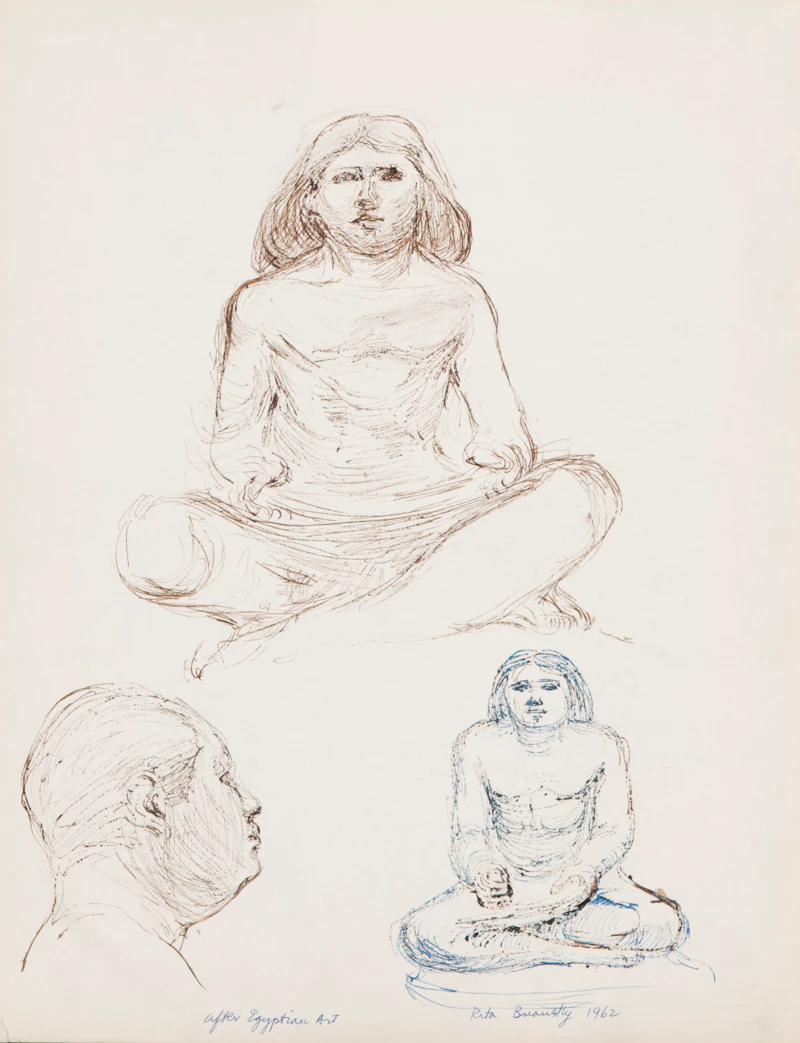 Rita Briansky, After Egyptian Art; Esther; David; Shirley, assorted media on paper (4 works) - view 4