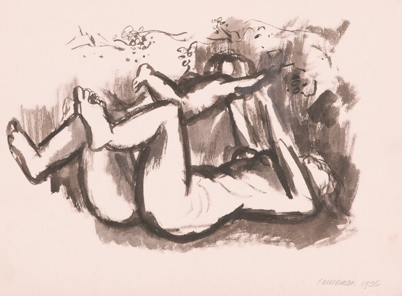 Ghitta Caiserman-Roth, Woman in a Deck Chair; Interior; Woman Playing with Child; Landscape, assorted media on paper (4) - view 2
