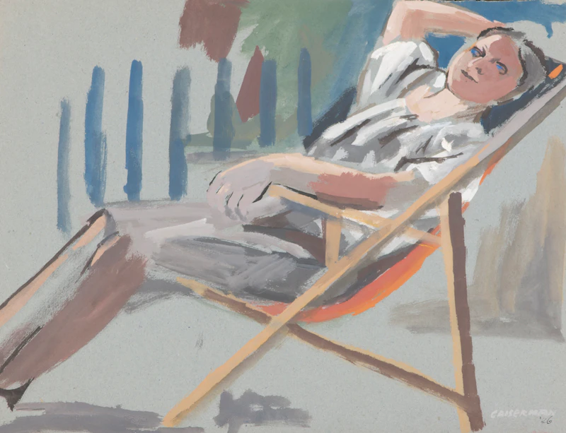 Ghitta Caiserman-Roth, Woman in a Deck Chair; Interior; Woman Playing with Child; Landscape, assorted media on paper (4) - view 3