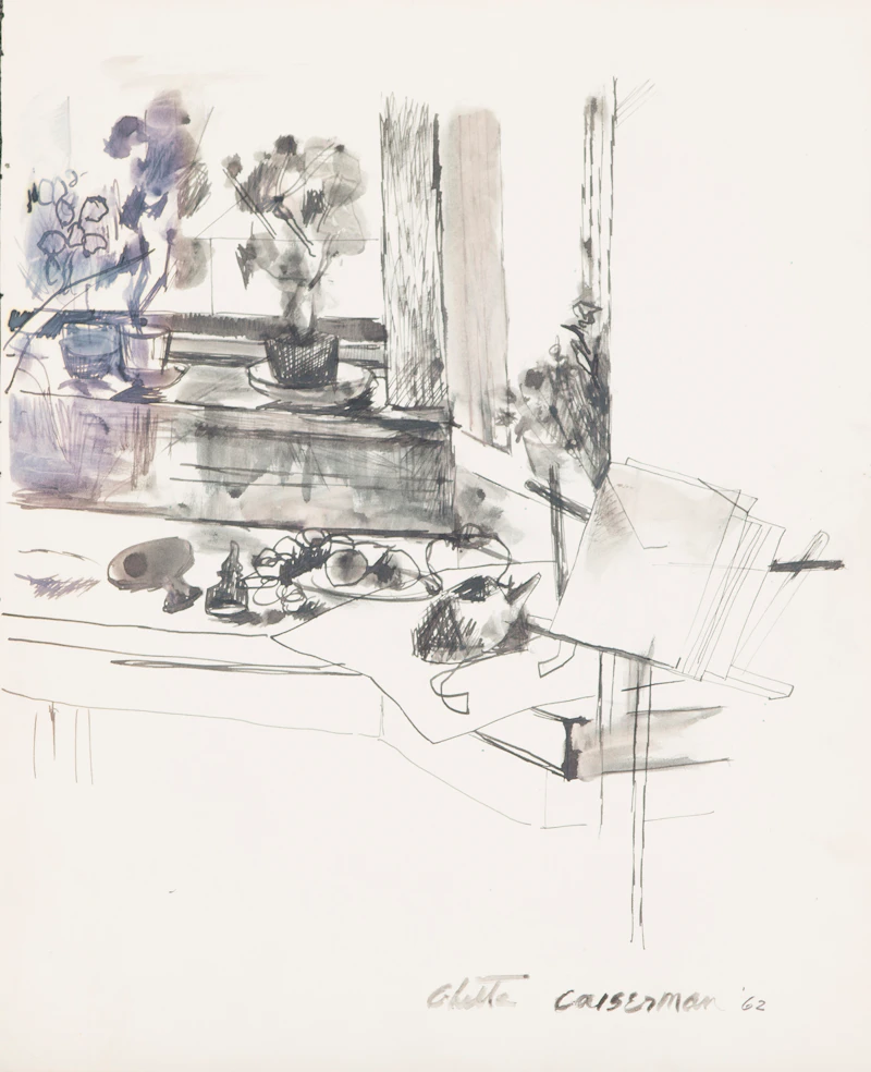 Ghitta Caiserman-Roth, Woman in a Deck Chair; Interior; Woman Playing with Child; Landscape, assorted media on paper (4) - view 4