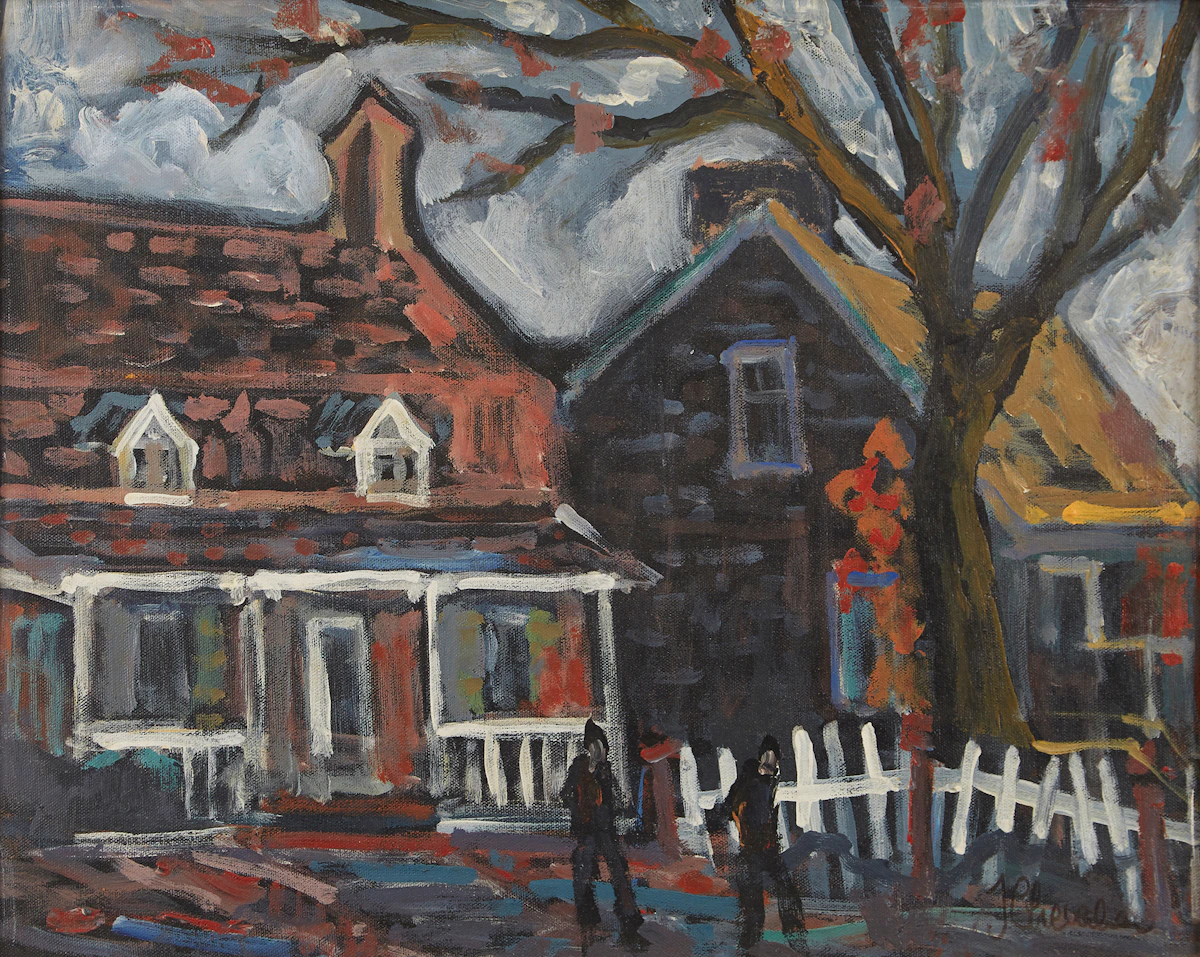 Jacques Chevalier, Village Street Scene, oil on canvas