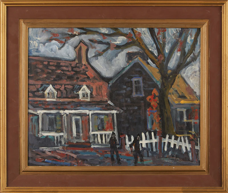 Jacques Chevalier, Village Street Scene, oil on canvas - view 2