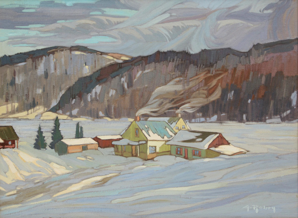 Gaston Rebry, Farm at St Jean des Piles, PQ, oil on canvas, 1987