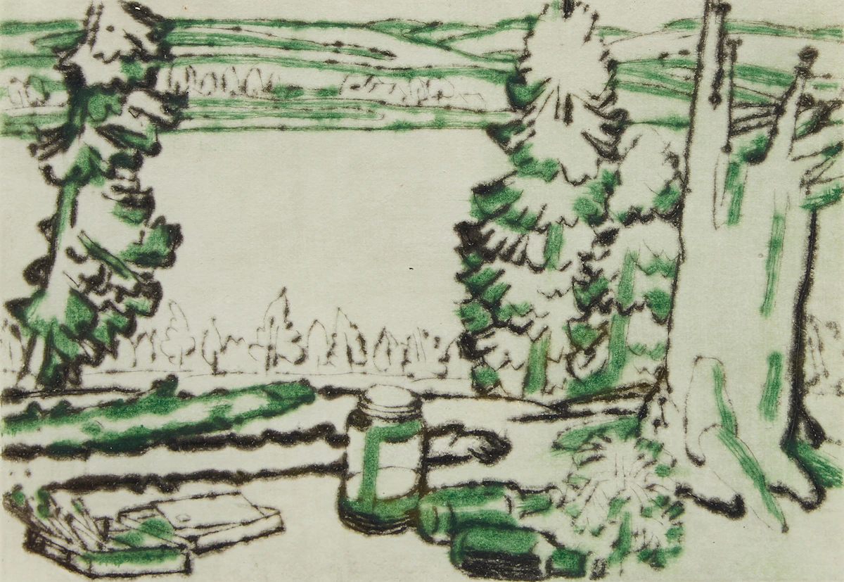 David Brown Milne, Painting Place (Colophon Edition), colour drypoint on paper