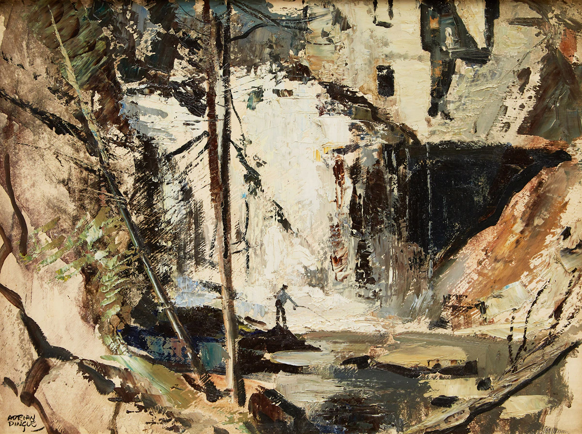 John Adrian Darley Dingle, Abstract Landscape, oil on board