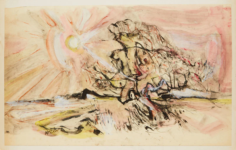 Alexander Samuel Millar, Landscape with Sun; Abstract Landscape with Pines; Coastal Landscape with Sun; Abstract Landscape with Pines