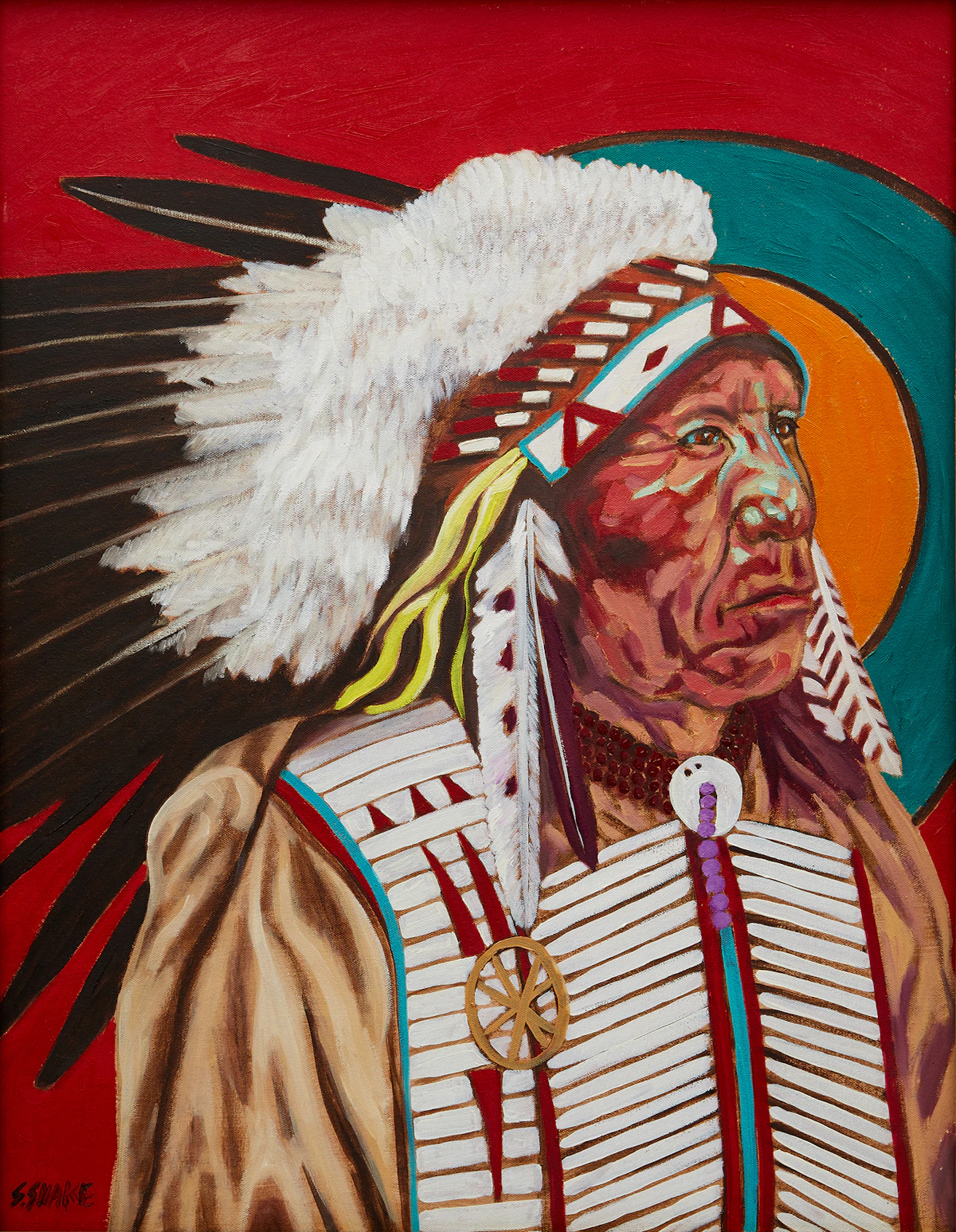 Stephen Snake, Chief Red Cloud, oil on canvas