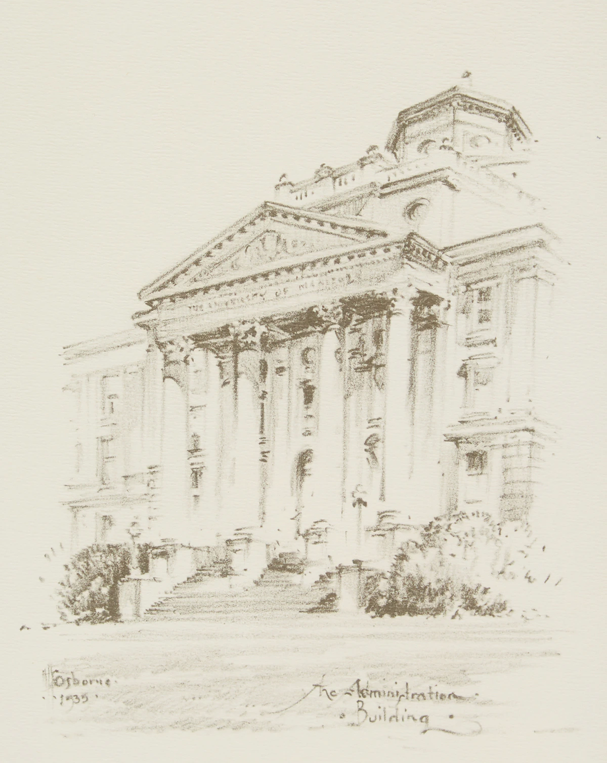 Unknown 20th Century Artist, The Administration Building, University of Manitoba, print