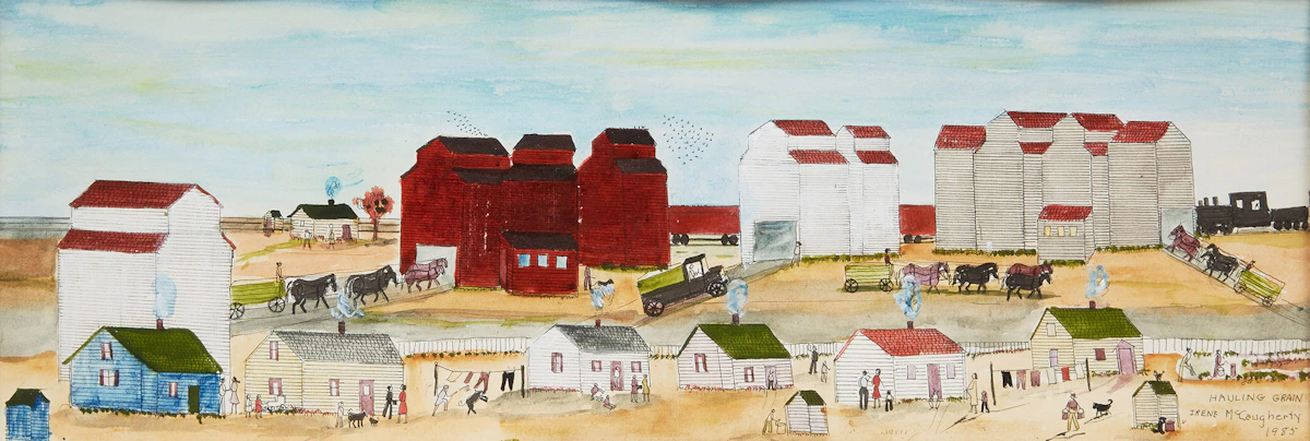 Irene McCaugherty, Hauling Grain, watercolour, 1985