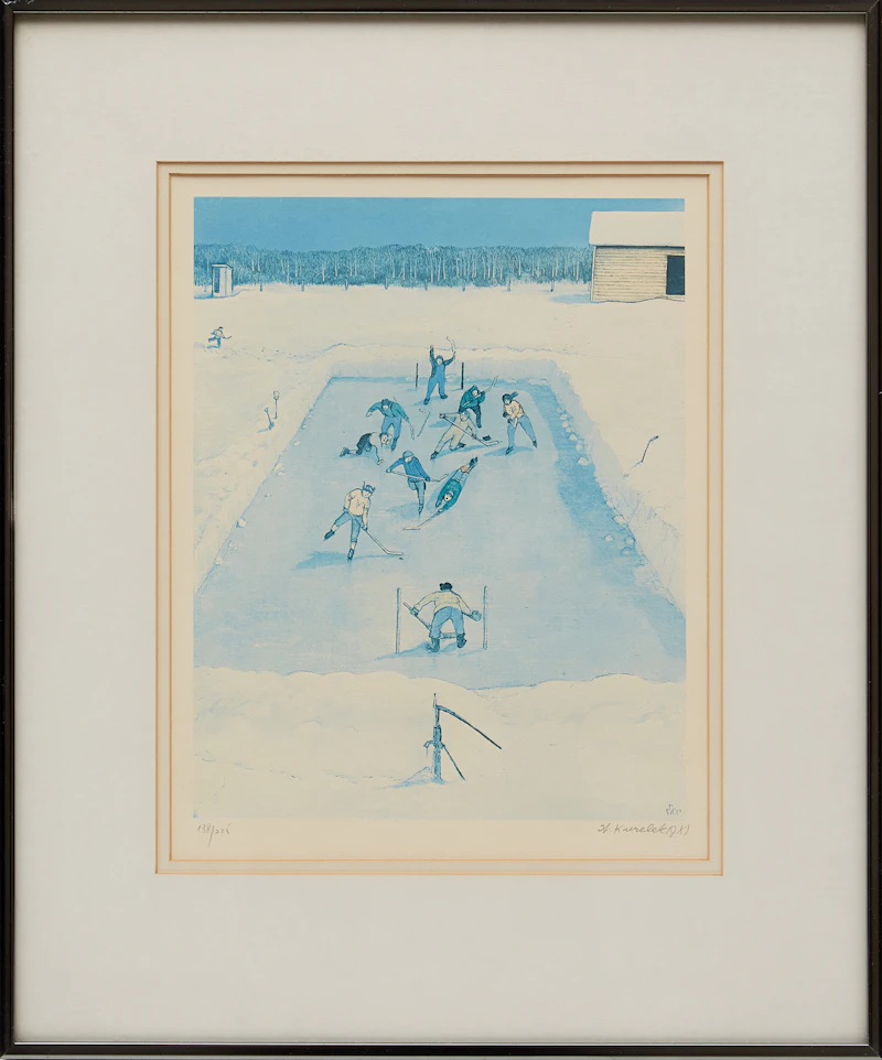 William Kurelek, Hockey Game, colour lithograph - view 2
