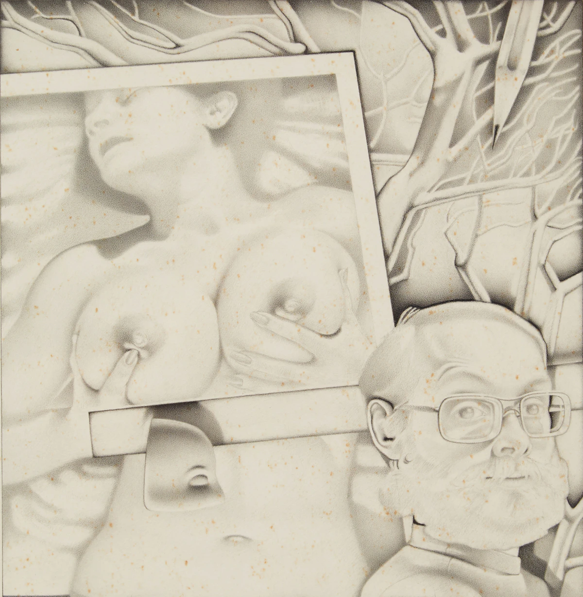 Bernard Rene Joseph Mulaire, Untitled (Self-Portrait & Nude), graphite drawing