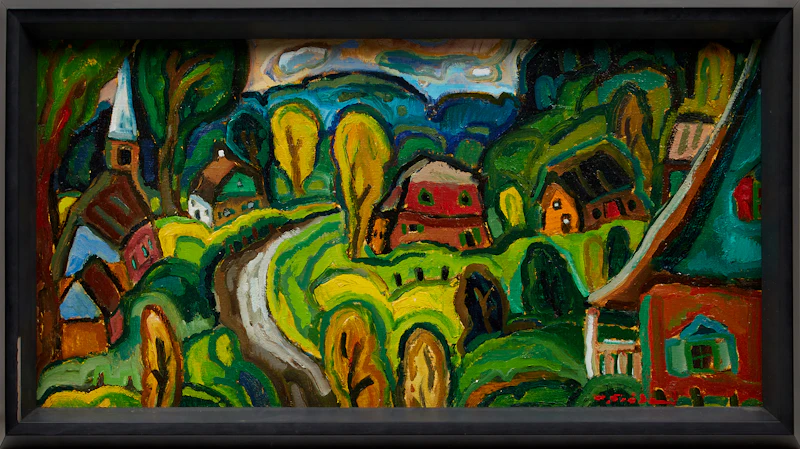 Pierre Bédard, La route de l’église, oil on masonite - view 2