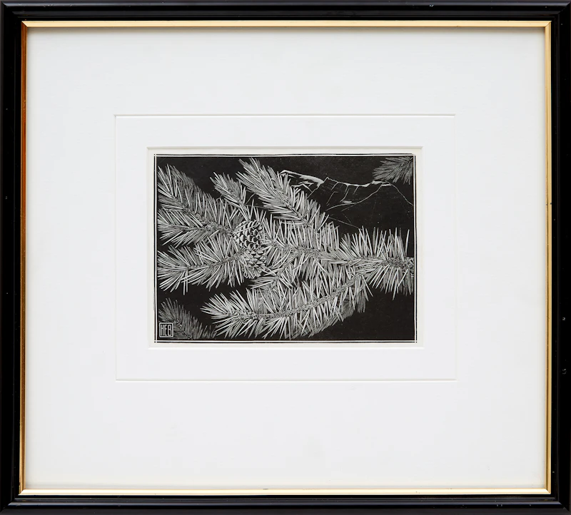 Henry Eric Bergman, Pinecones, blockprint - view 2