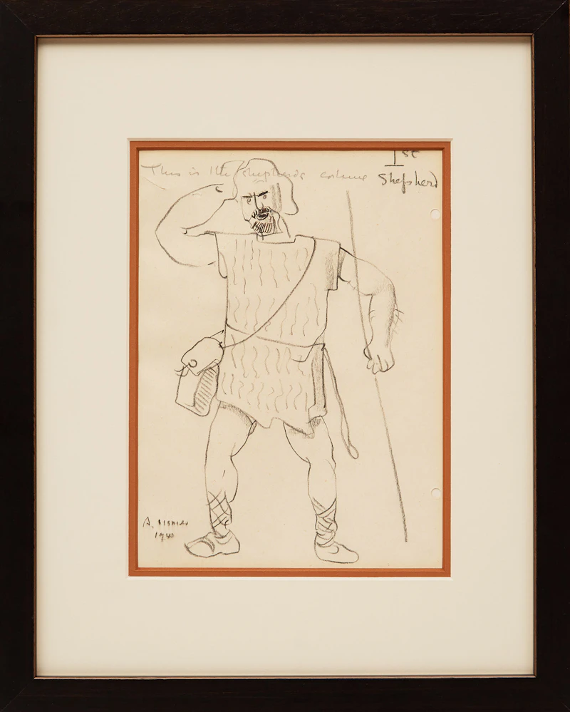 Arthur Lismer, 1st Shepherd Study, ink and graphite drawing, 1940 - view 2