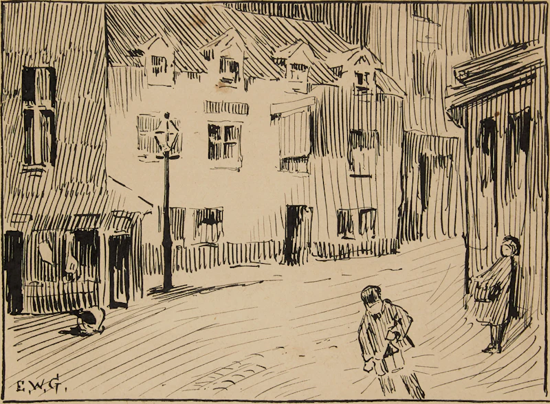 Sir Edmund Wyly Grier, A Street Corner in St. Ives, Cornwall