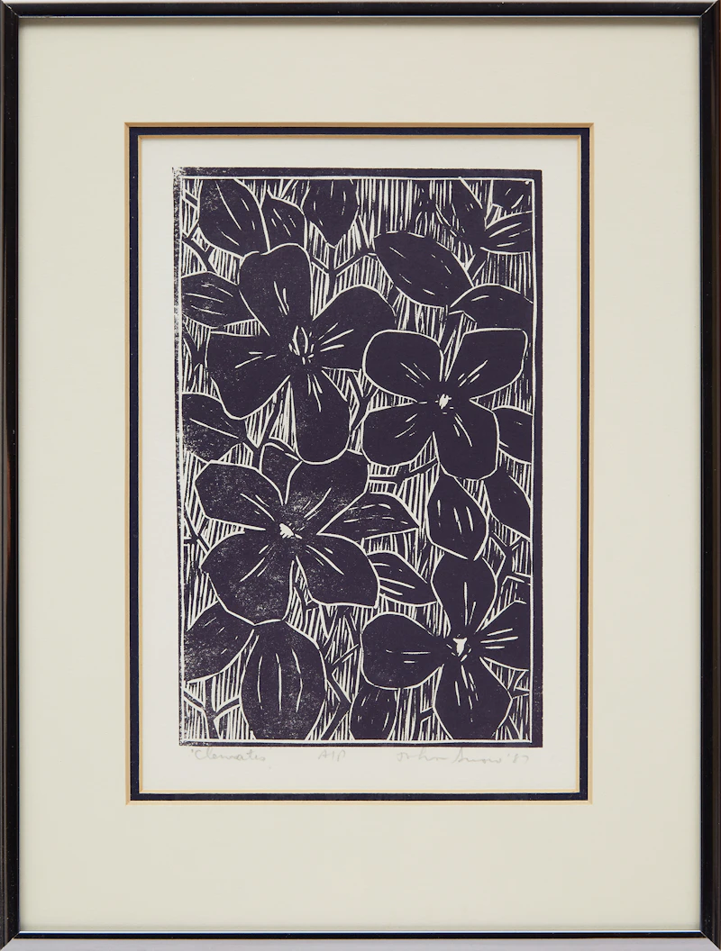 John Harold Thomas Snow, Clematis; Lise; Interior, three colour linocuts, 1987 - view 2
