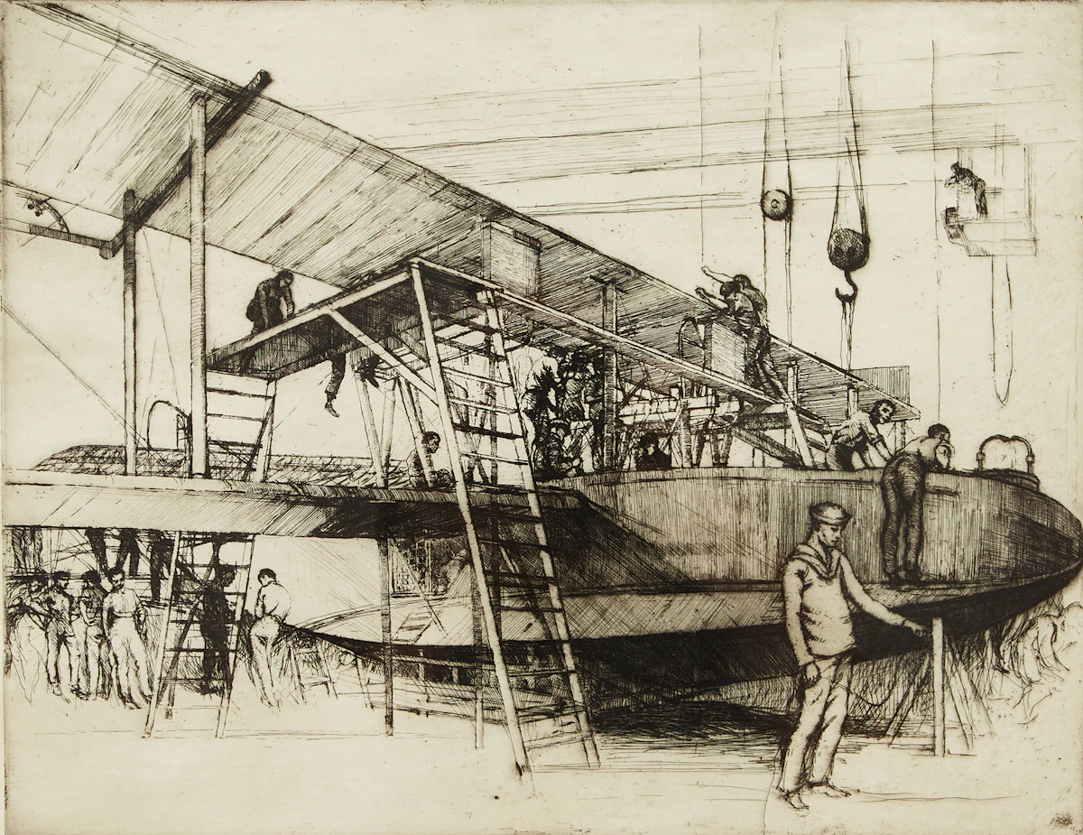 Dorothy Stevens, Ready in Shipment, etching