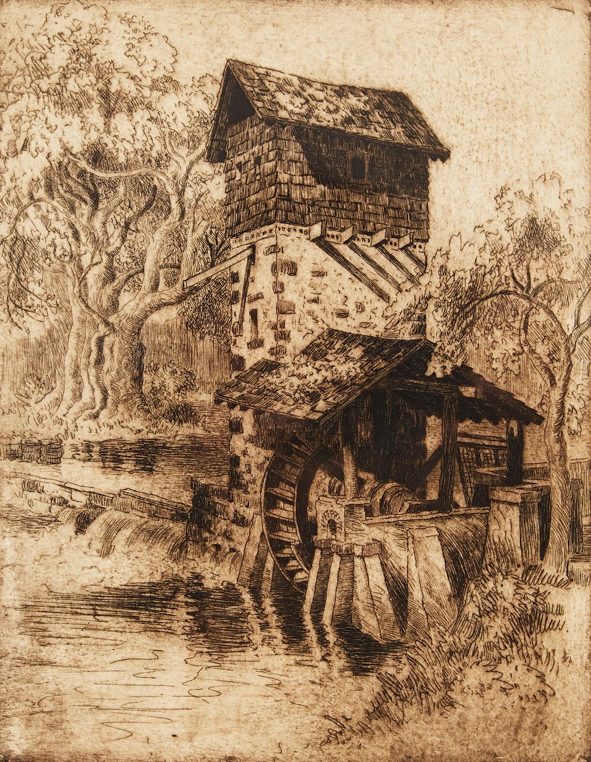 Walter Raymond Duff, The Old Arcola Mill, N.J., etching