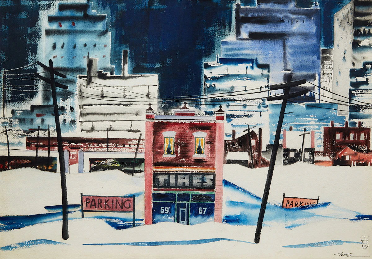 Sydney Hollinger Watson, Winter in the City, watercolour