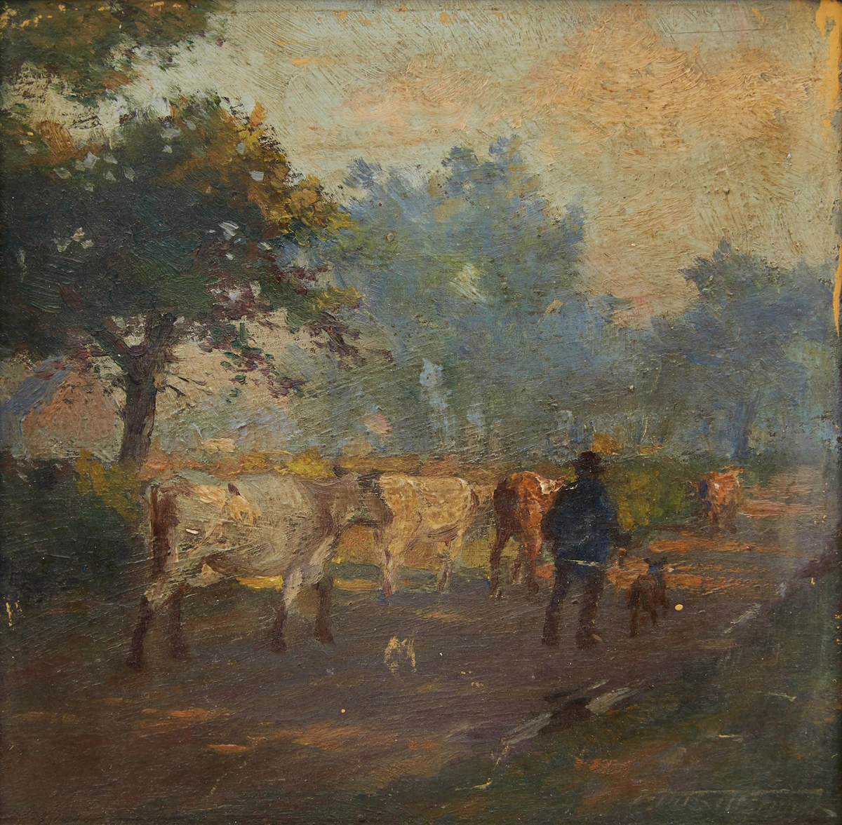 Frederic Marlett Bell-Smith, Wandering Cattle, oil on board