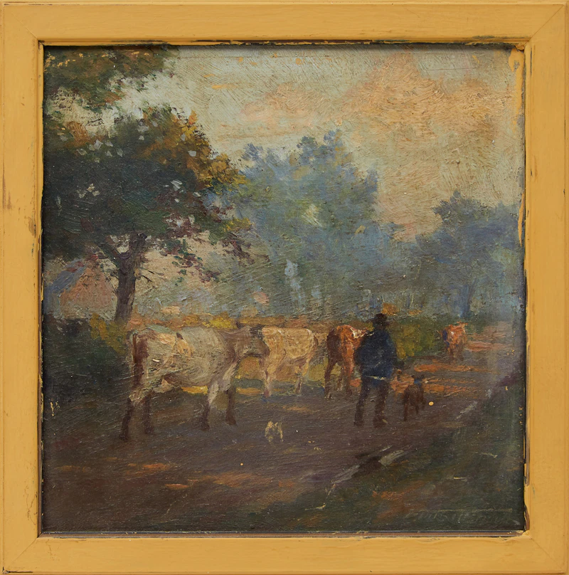 Frederic Marlett Bell-Smith, Wandering Cattle, oil on board - view 2