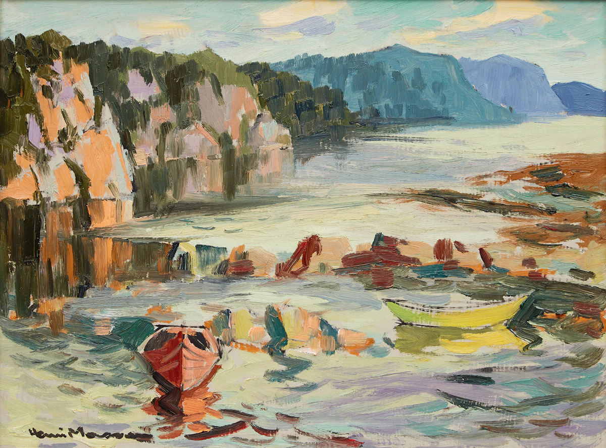 Henri Leopold Masson, Boats on the Shore, oil on board