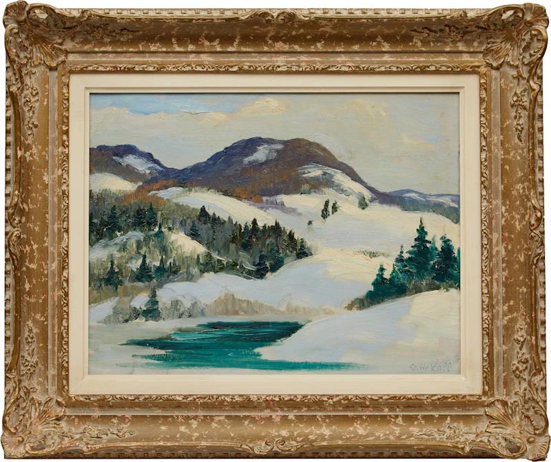 Oscar  de Lall, Winter Landscape, oil on board - view 2