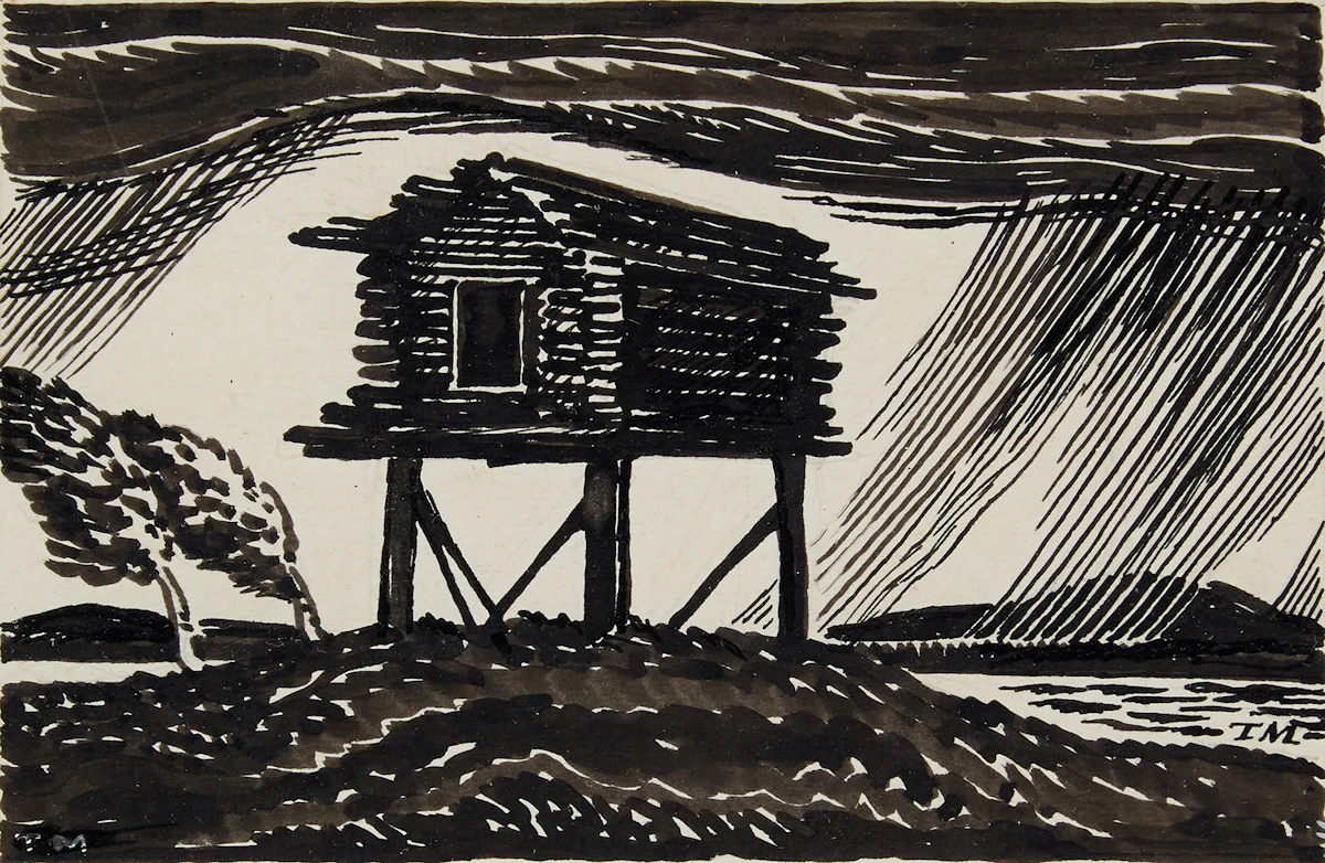 Thoreau MacDonald, Cottage; Summer; A Dream (from “Mountain Cloud”), three ink drawing