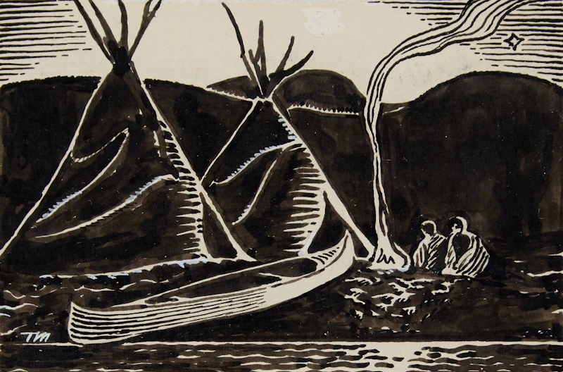 Thoreau MacDonald, Cottage; Summer; A Dream (from “Mountain Cloud”), three ink drawing - view 4