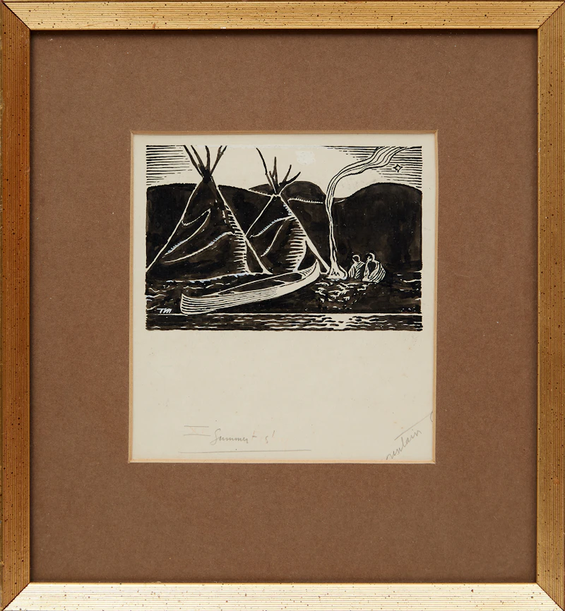 Thoreau MacDonald, Cottage; Summer; A Dream (from “Mountain Cloud”), three ink drawing - view 5