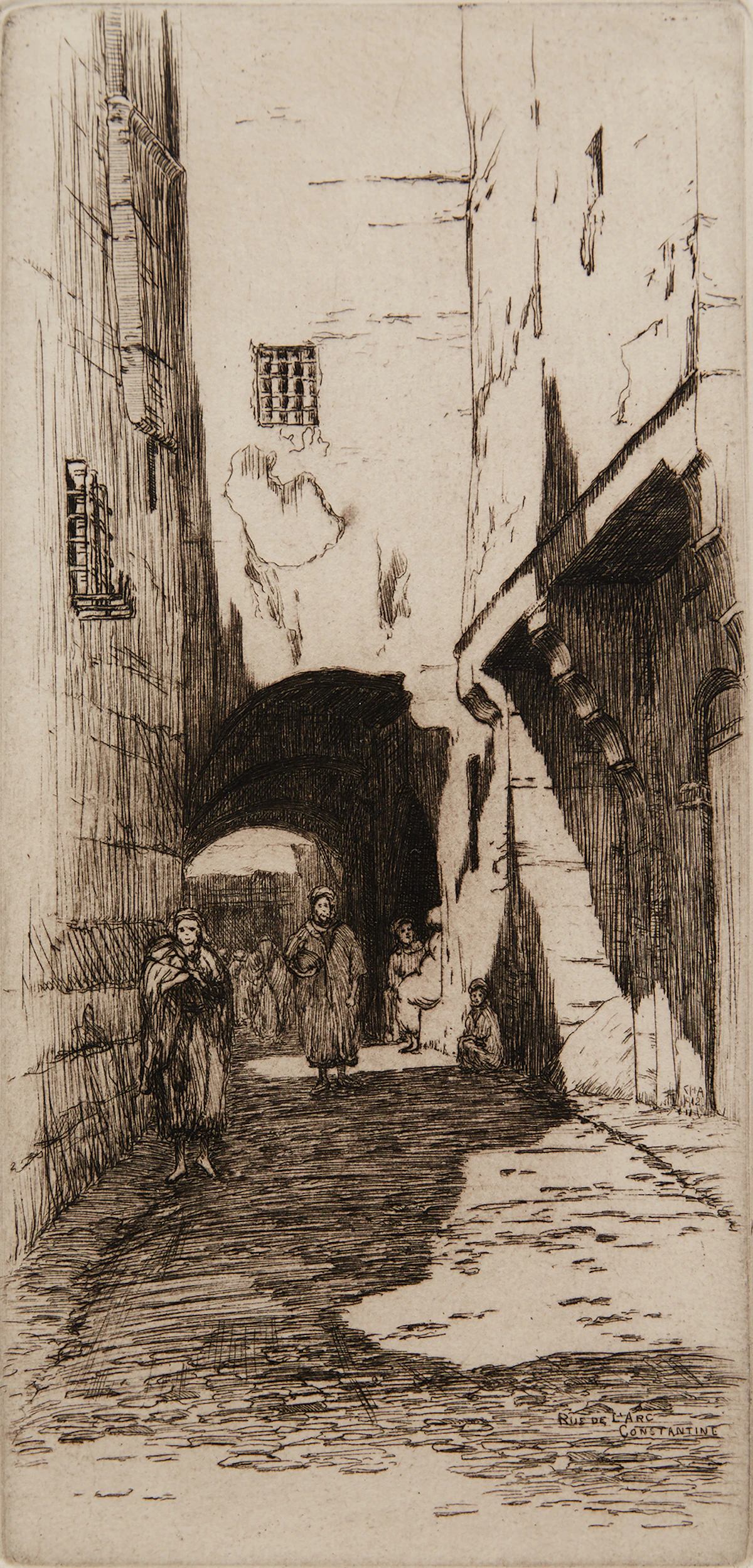 Caroline Helena Armington, Rue De L’Arc Constantine; La Rue St. Romain A Rouen, pair of etchings