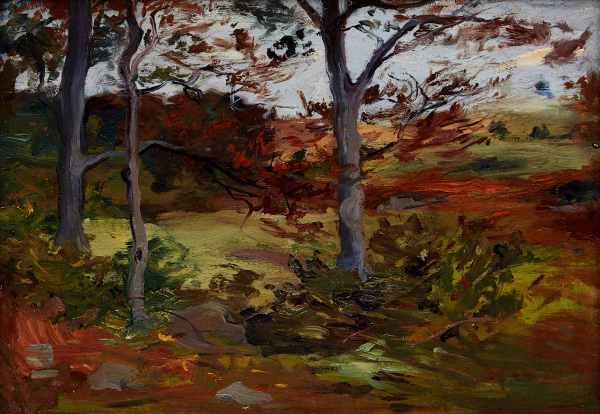 Edmund Montague Morris, Windy Landscape, oil on board