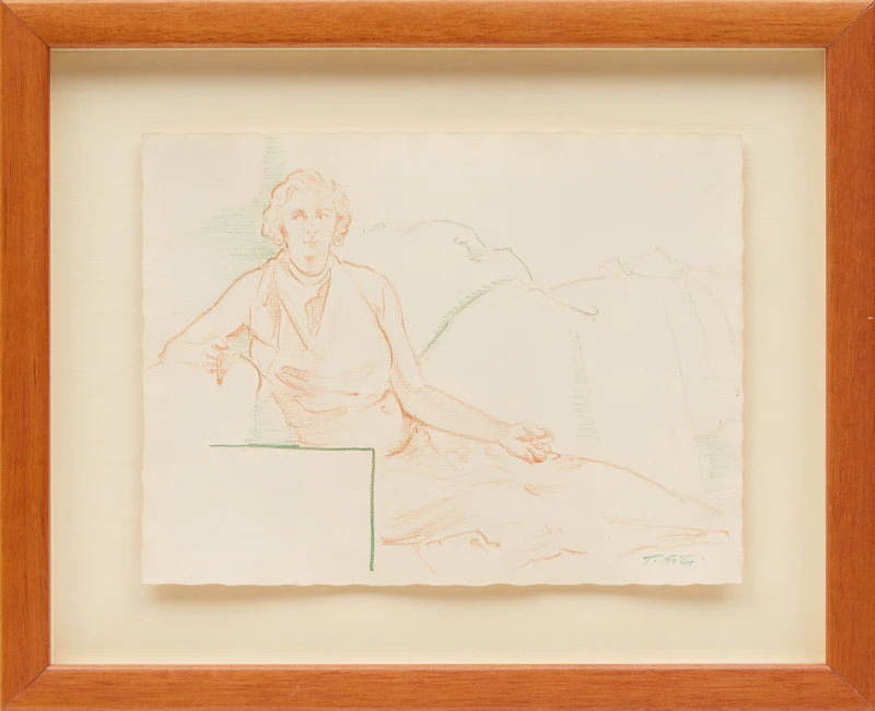 Thomas Garland Greene, Seated Woman Smoking, pastel drawing - view 2