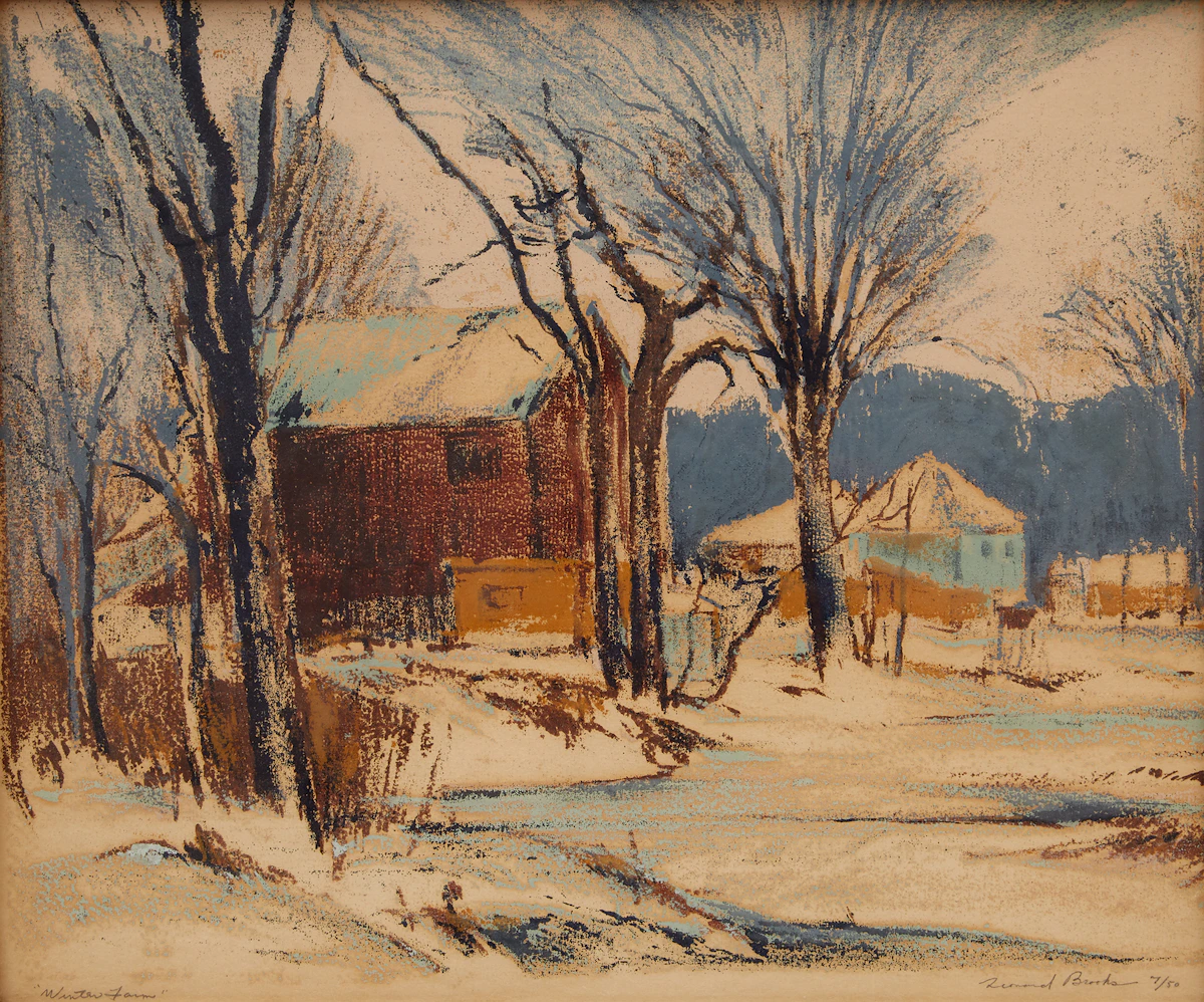 Frank Leonard Brooks, Winter Farm, silkscreen, circa 1944