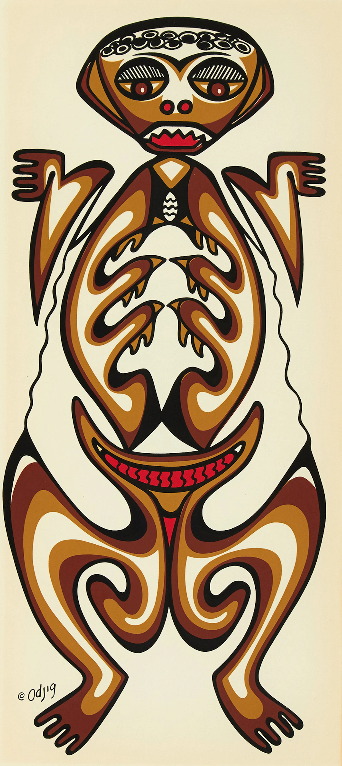Daphne Odjig, Frog Spirit, colour silkscreen