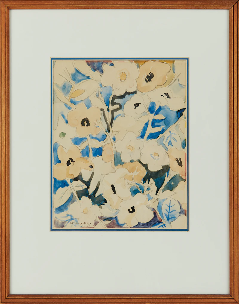 Sarah Margaret Robertson, Floral Study in Blue, watercolour and graphite - view 2