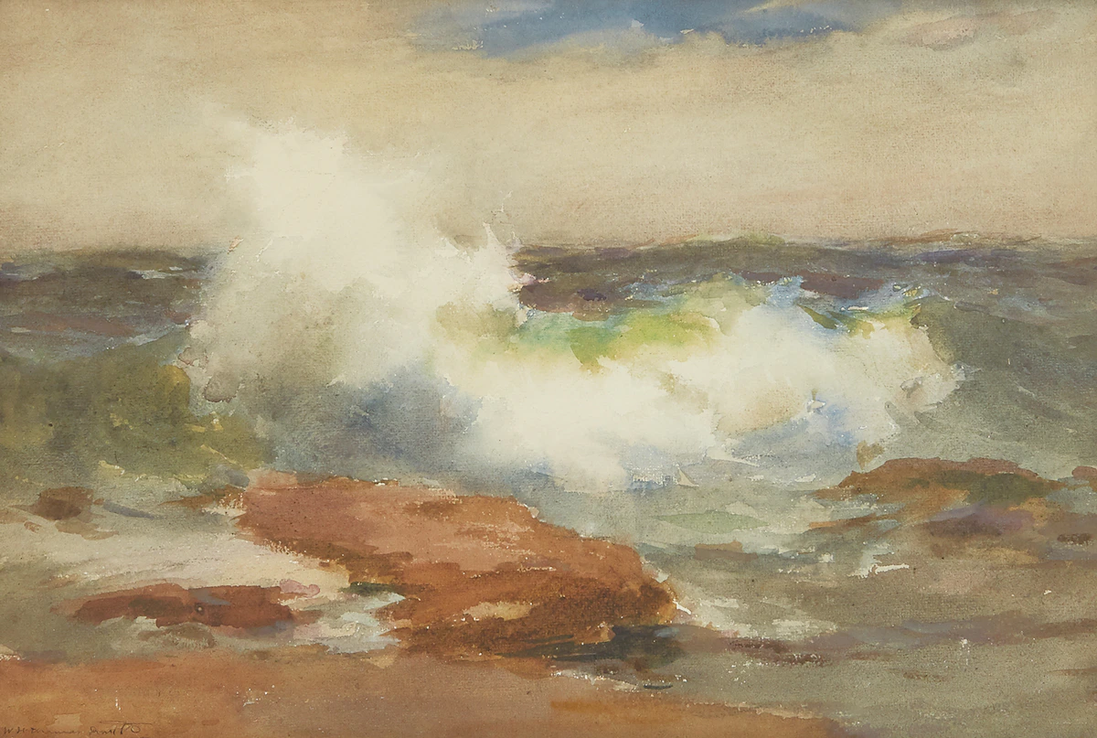 William St Thomas-Smith, Crashing Waves, watercolour
