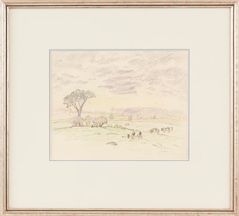 Thomas Garland Greene, Cows at Pasture, pastel - view 2