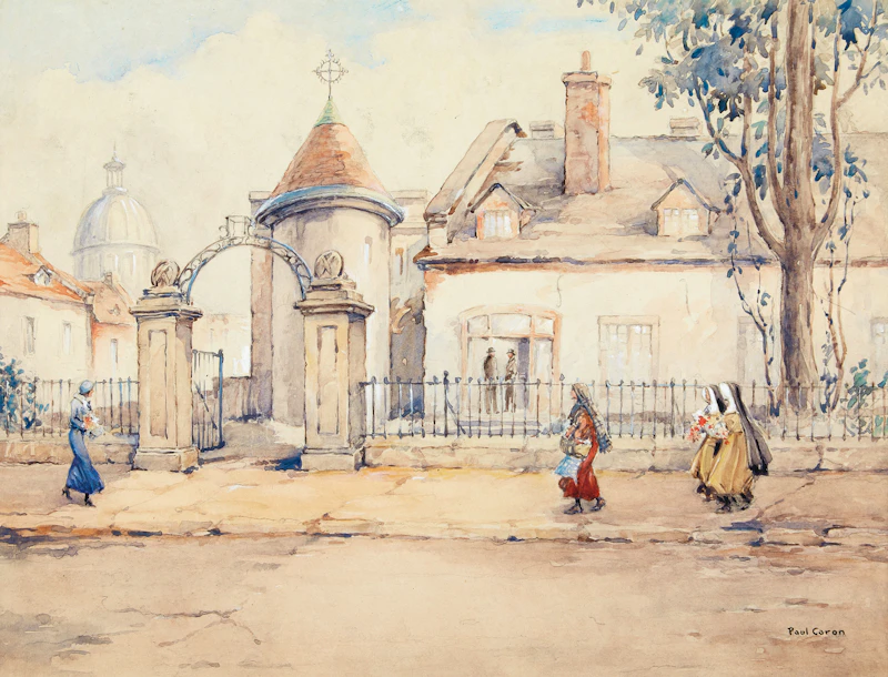Montreal Street Scene by Paul Archibald Caron