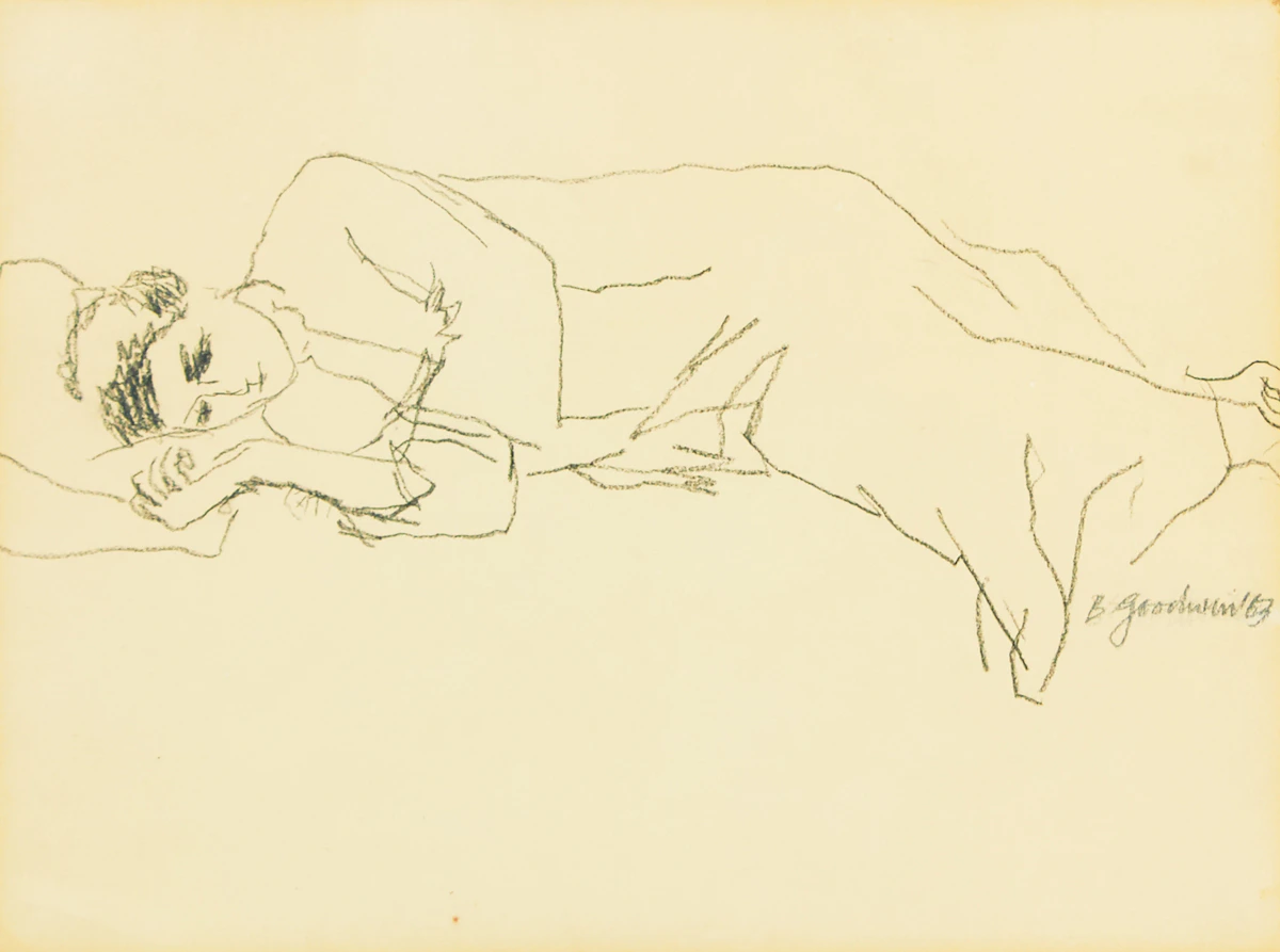 Betty Roodish Goodwin, Reclining Woman, graphite drawing, 1963