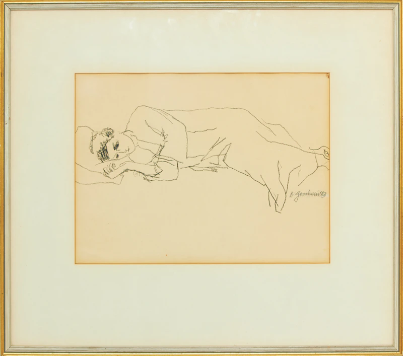 Betty Roodish Goodwin, Reclining Woman, graphite drawing, 1963 - view 2