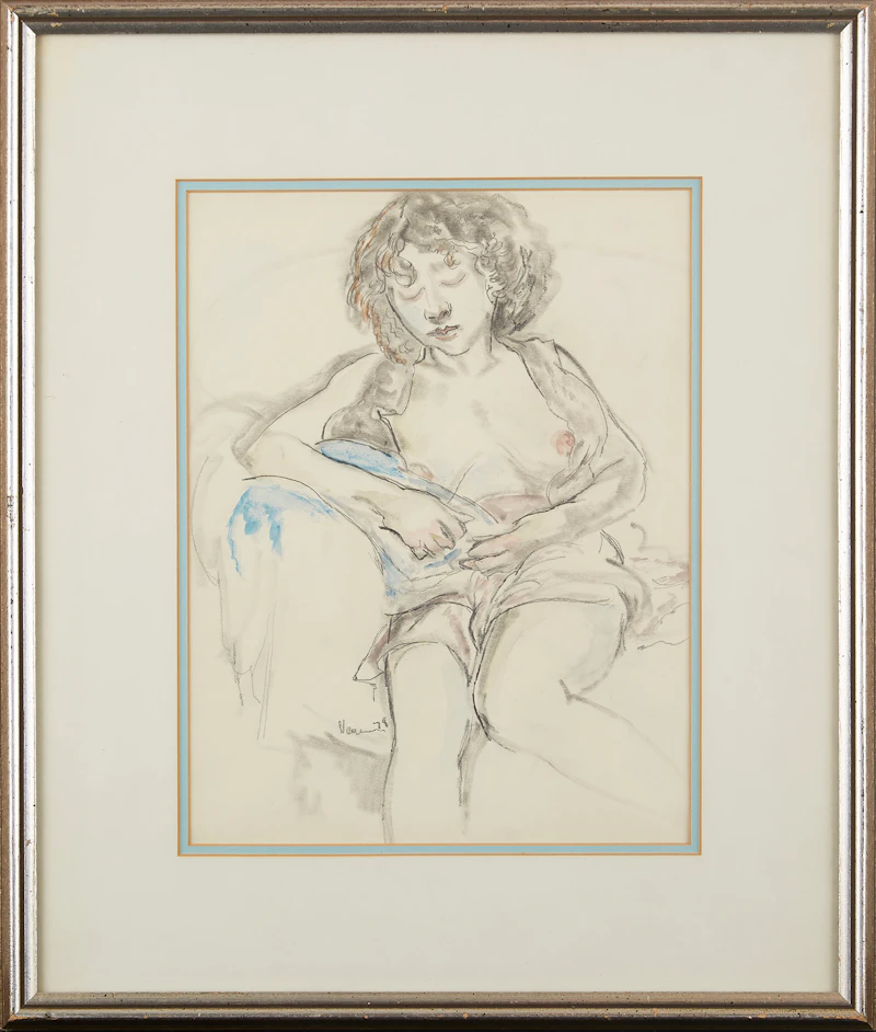 John Beatty Newman, Seated Female, graphite and watercolour, 1978 - view 2