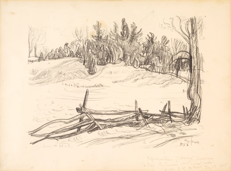 Alexander Young Jackson, Landscape with Fence; St Fidele in Winter, two prints - view 4