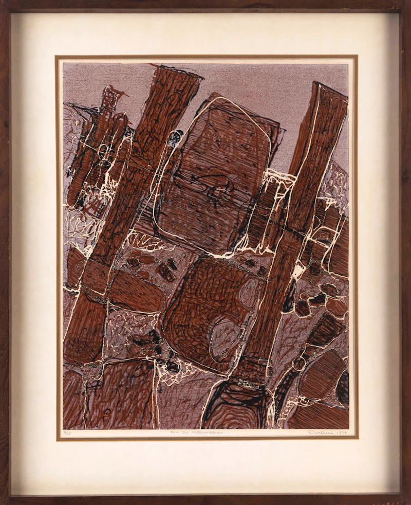 René Derouin, Fin du Precambrien, colour woodcut, 1978 - view 2