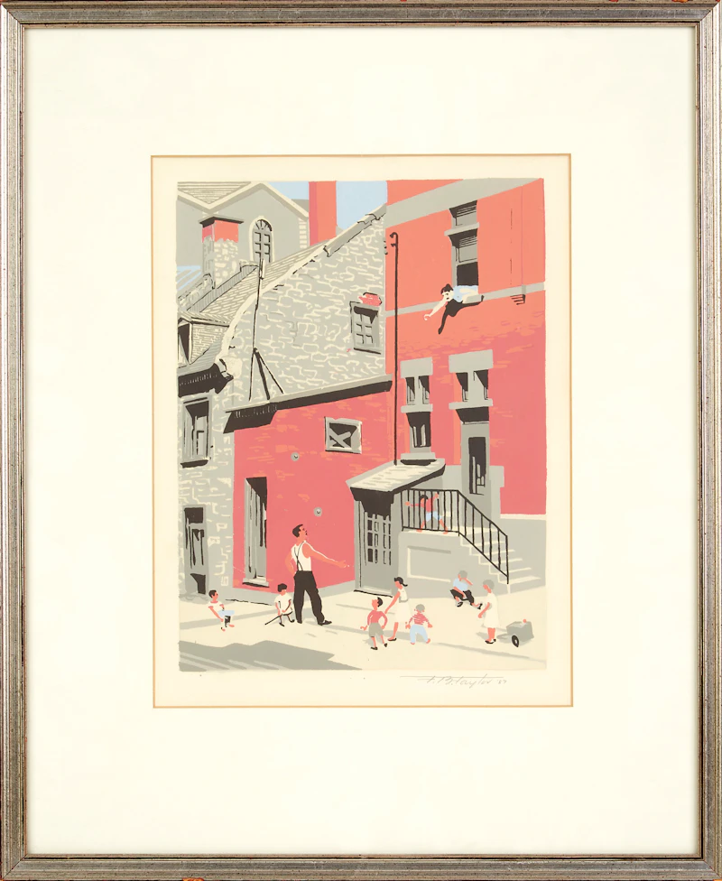 Frederick Bourchier Taylor, Looking Up St. Cecile Street, Montreal, colour serigraph, 1957 - view 2
