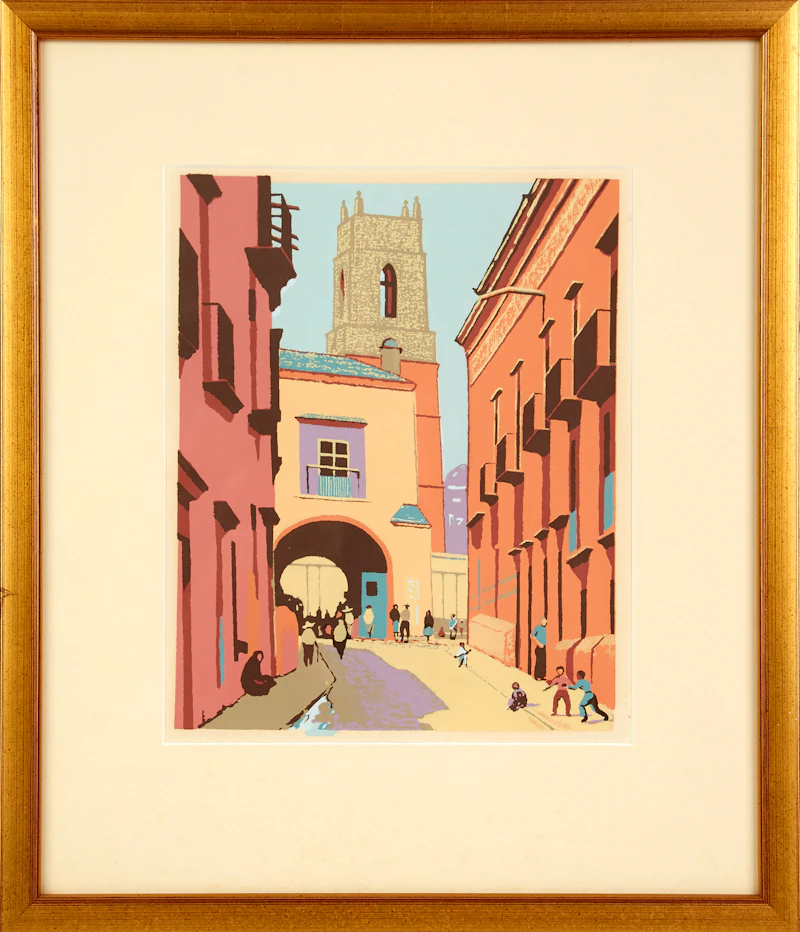 Frederick Bourchier Taylor, Untitled (Street Scene), colour serigraph - view 2