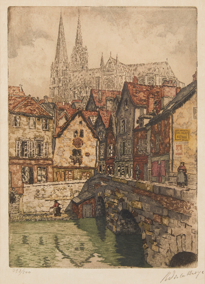 Unknown 19th Century Artist, Rue de la Bourge, colour aquatint - view 1