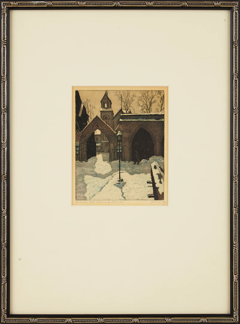 Nicholas Hornyansky, Memorial Gate (University of Toronto), colour aquatint - view 2