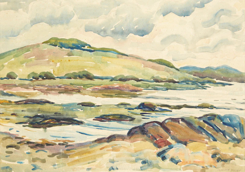 Claude Flight, Clouded Landscape, watercolour - view 2