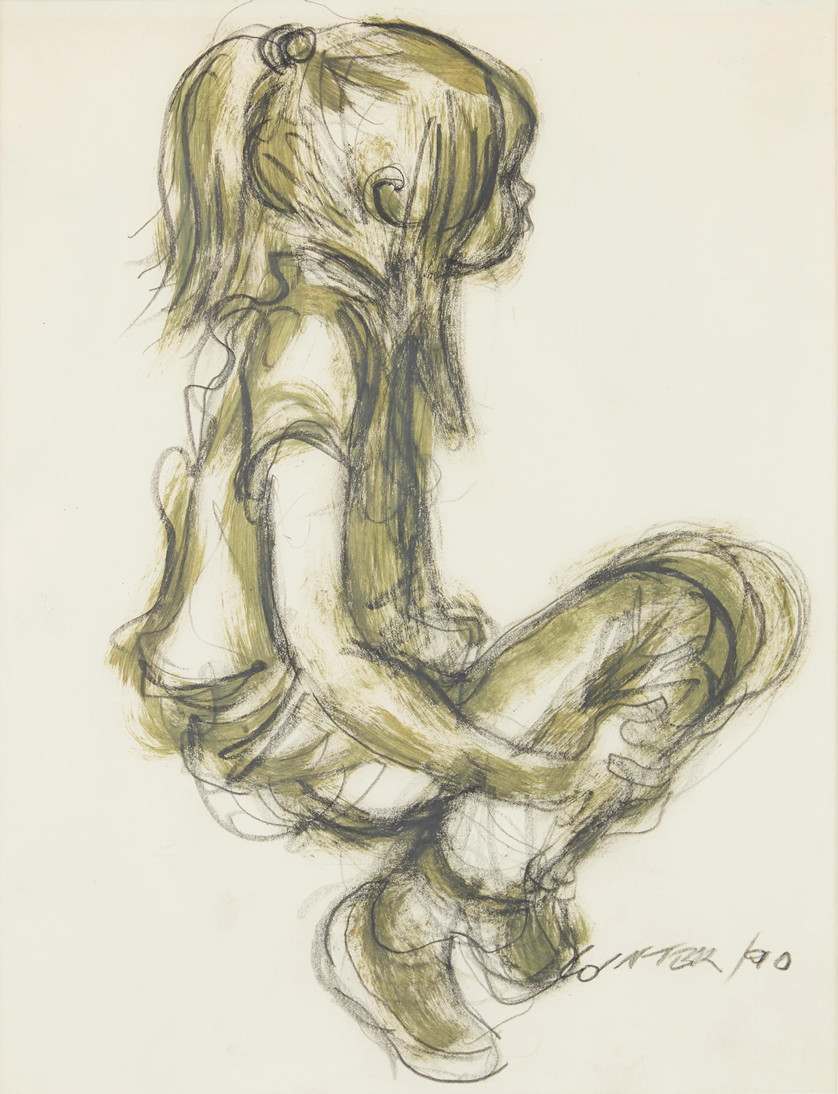 William Arthur Winter, Miss Ponytail, pencil and oil wash, 1990